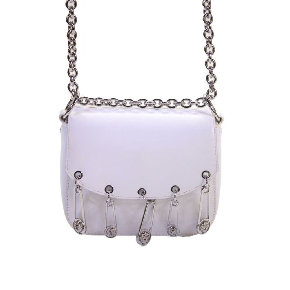 VERSUS by Versace Womens Leather Embellished Shoulder Bag White
